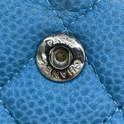 Chanel Timeless Classic Flap Medium Light Blue Caviar Leather Silver Hardware