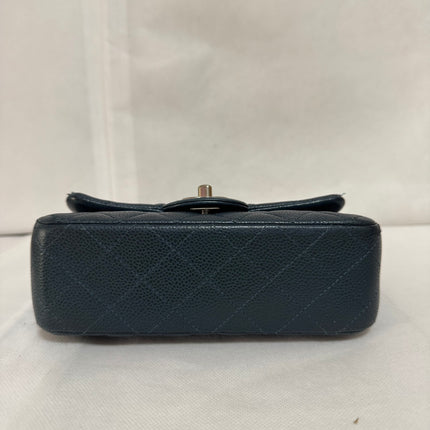 Chanel Classic Flap Rectangular Mini Navy Caviar Leather Silver Hardware 2015-16