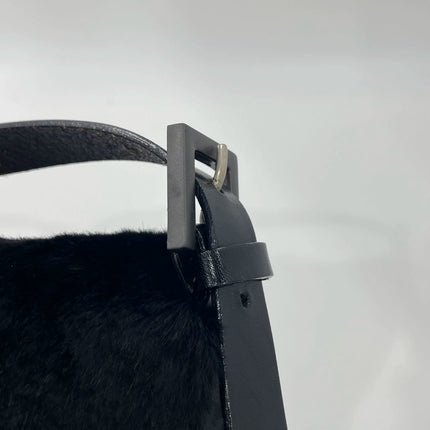 Fendi Mamma Baguette Black Faux Fur Shoulder Bag