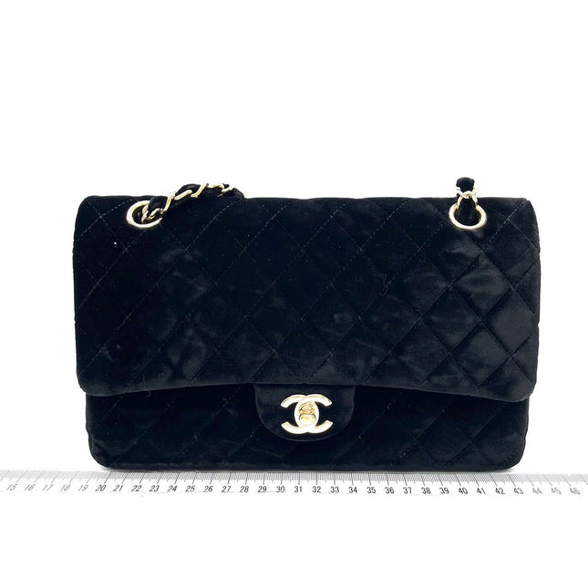Chanel Classic Flap Medium Black Velvet Gold Hardware, 2014-2015-Luxbags