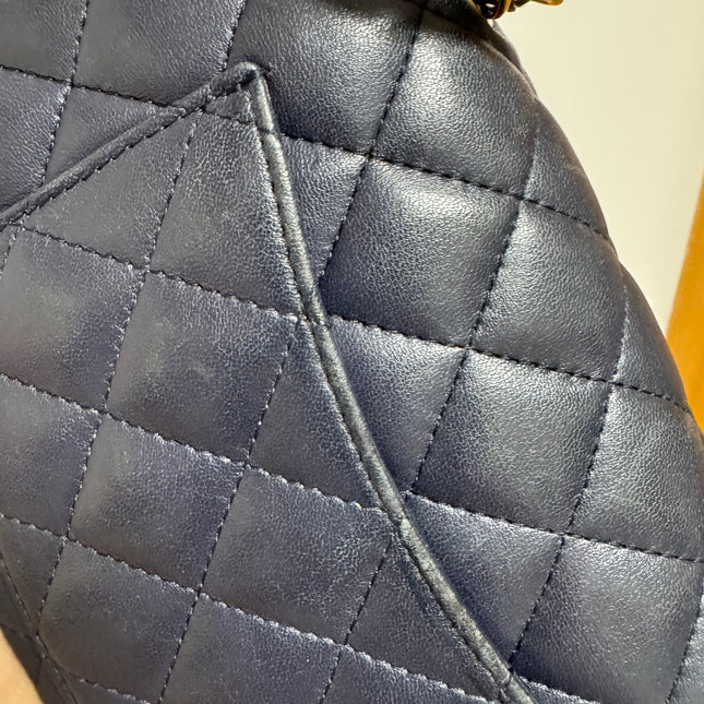 Chanel Classic Flap Rectangular Mini 2015 Navy Lambskin Gold Hardware