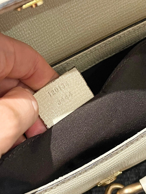 Gucci Horsebit 1955 Large White Leather Shoulder Bag