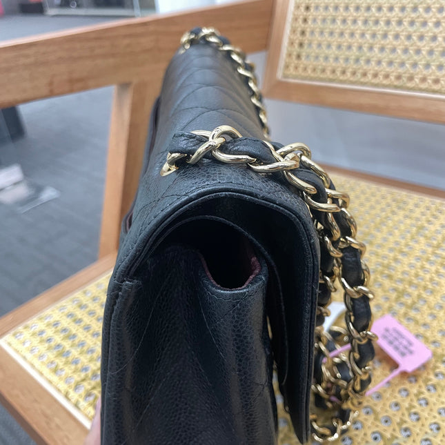 Chanel Classic Flap Jumbo 2011 Black Caviar Leather Double Flap Gold Hardware