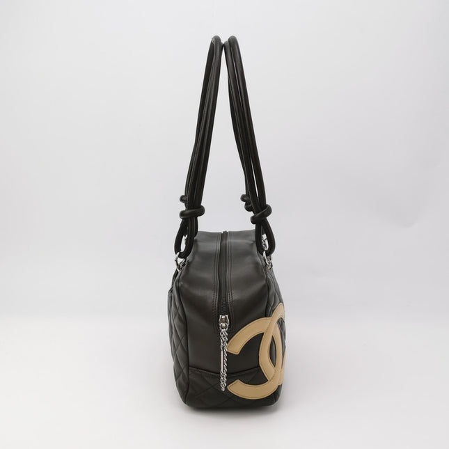 Chanel Cambon Medium Shoulder Bag Chocolate Brown Calfskin Leather Double Strap