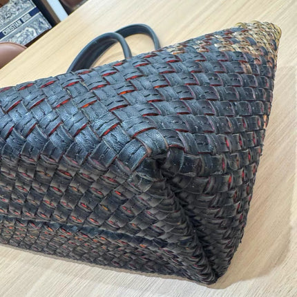 Bottega Veneta Cabat Large Intreccio Black and Transparent Leather and PVC Tote Bag