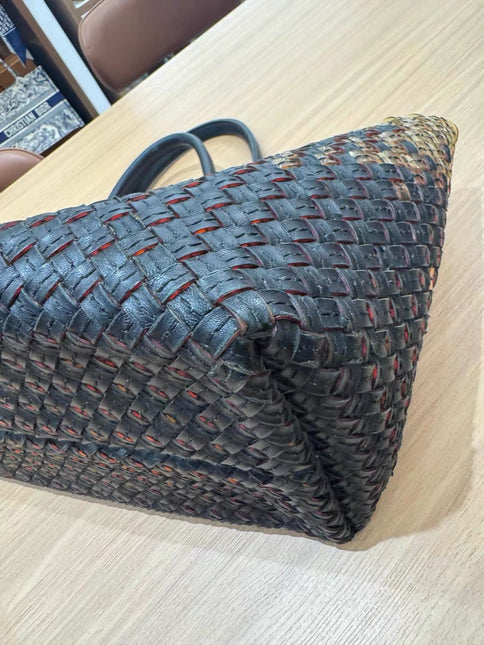 Bottega Veneta Cabat Large Intreccio Black and Transparent Leather and PVC Tote Bag
