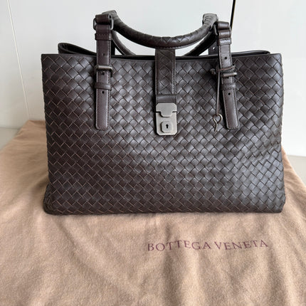 Bottega Veneta Roma Large Intrecciato Nappa Leather Dark Brown 35cm-Luxbags