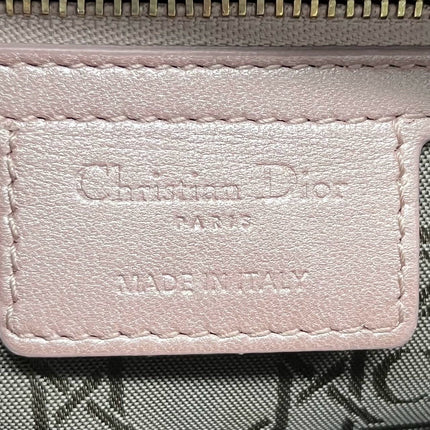Lady Dior Medium Handbag Pearlescent Pink Cannage Leather Gold Hardware