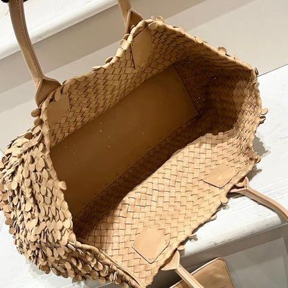 Bottega Veneta Cabat Limited Tan Poussin Paillettes Tote Beige