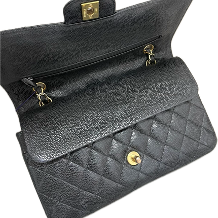 Chanel Classic Flap Medium Black Caviar Leather with 24k Gold Hardware, 2008-2009