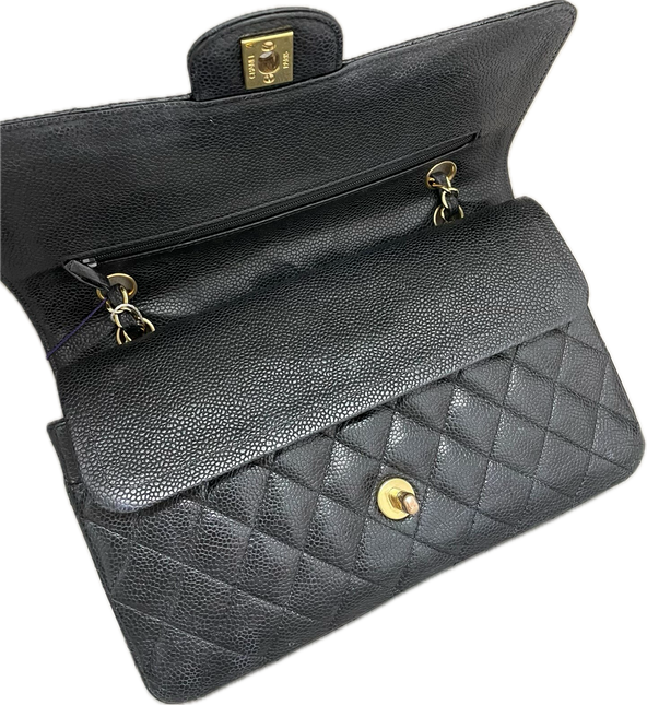 Chanel Classic Flap Medium Black Caviar Leather with 24k Gold Hardware, 2008-2009