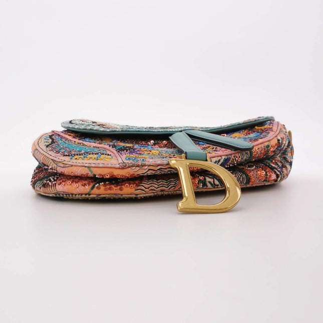Sold Christian Dior Saddle Medium Multicolor Beads and Calfskin Leather Shoulder Bag
