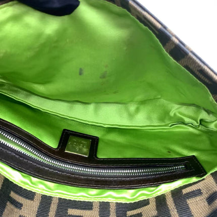 Fendi Baguette Zucca Monogram with Straw Floral Embroidery