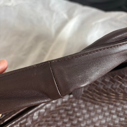 Bottega Veneta Belly Hobo Intreccio Leather Dark Chocolate Brown Large 50cm