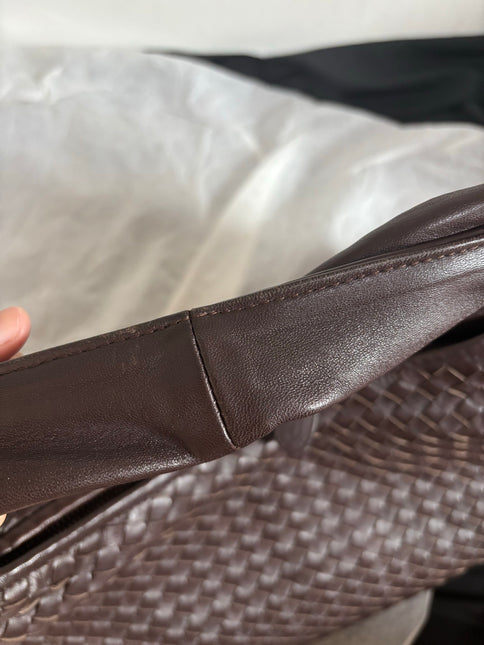 Bottega Veneta Belly Hobo Intreccio Leather Dark Chocolate Brown Large 55cm