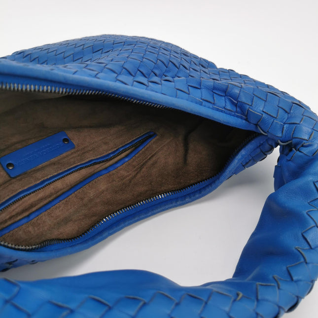 Bottega Veneta Hobo Bag Lambskin Leather Royal Blue 42cm Thick Shoulder Pad