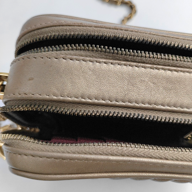 Chanel Mademoiselle Camera Mini Bag Copper Gold Lambskin Leather Gold Chain, 2014-2015