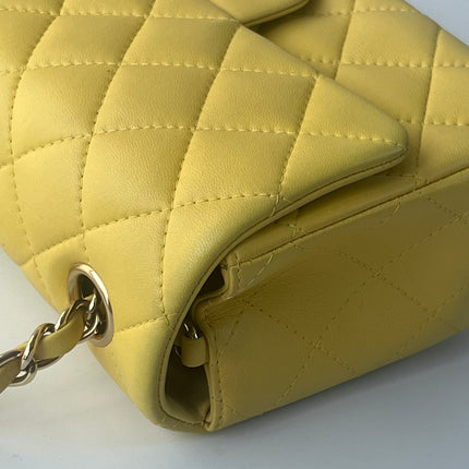 Chanel Classic Flap Rectangular Mini 2016 Yellow Lambskin Leather Gold Hardware