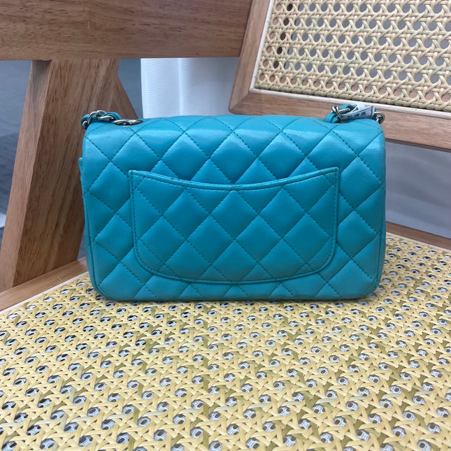 Chanel Classic Flap Mini Blue Lambskin Leather Gold Hardware 2014