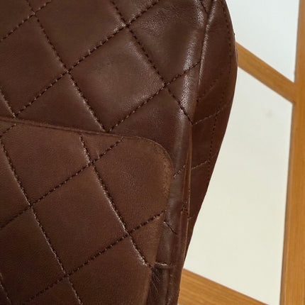Chanel Classic Flap Rare Vintage Medium Brown Lambskin Leather 24k Gold Hardware 1989-1991