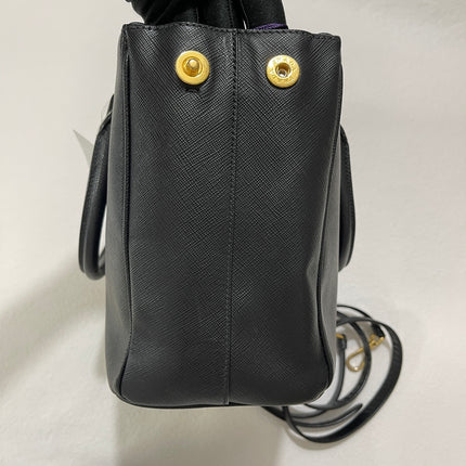 Prada Galleria Saffiano Leather Small Black Handbag with Strap