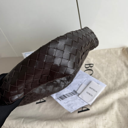 Bottega Veneta Hop Hobo Small Medium Leather Chocolate Brown 46cm