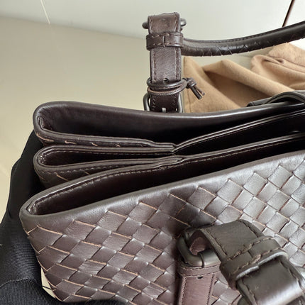 Bottega Veneta Roma Large Intrecciato Nappa Leather Dark Brown 35cm