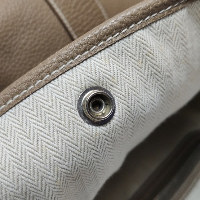 Hermes Garden Party 36 Etoupe Grey Calfskin Leather Handbag 2012