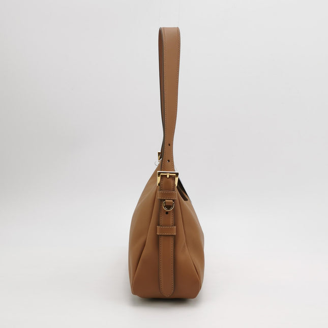 Prada Aimée Tan Brown Medium Calfskin Leather Shoulder Bag