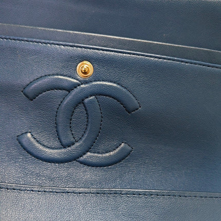 Chanel Classic Flap Medium Navy Lambskin Leather Gold Hardware 2017