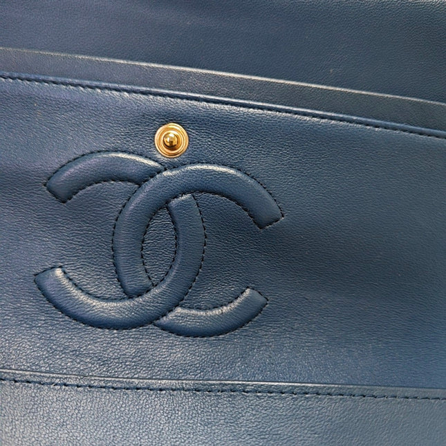 Chanel Classic Flap Medium Navy Lambskin Leather Gold Hardware 2017