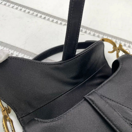 Dior Saddle Mini Silk Handbag Black with crystals