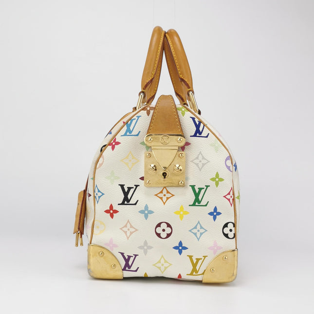 Louis Vuitton x Takashi Murakami Speedy 30 Lock White Multicolor