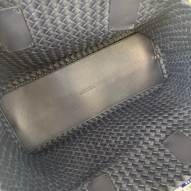 Bottega Veneta Reissued Cabat Intreccio Leather Tote Bag Navy 40cm