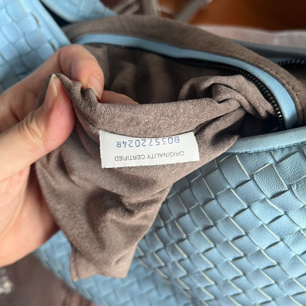 Bottega Veneta Veneta Hobo Medium Baby Blue Intrecciato Leather Bag 43cm