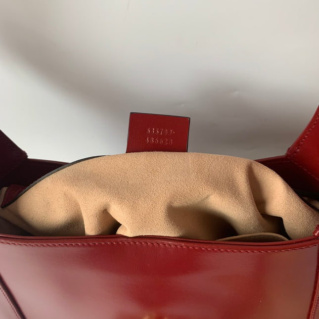 Gucci Jackie 1961 Small Burgundy Red Leather Bag with Adjustable Strap