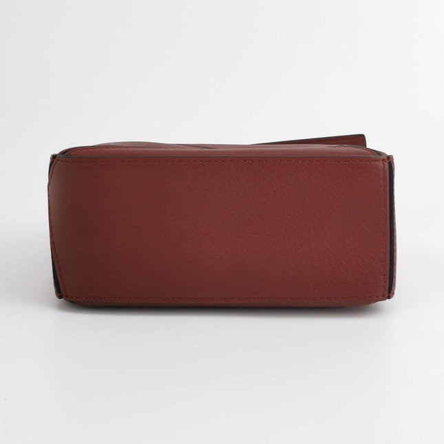 Sold Loewe Puzzle Mini Burgundy Calfskin Leather Crossbody Bag