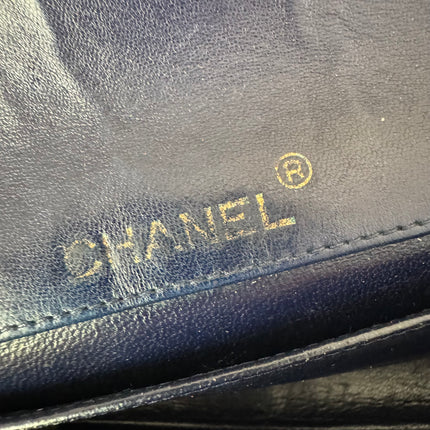 Chanel Vintage Classic Flap Mini Navy Lambskin Mega CC Logo 24k Gold HW, 1989-1991