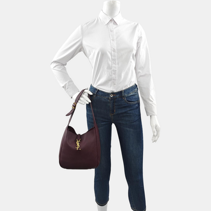 Yves Saint Laurent YSL Le 5 A 7 Hobo Small Burgundy Calfskin Shoulder Bag