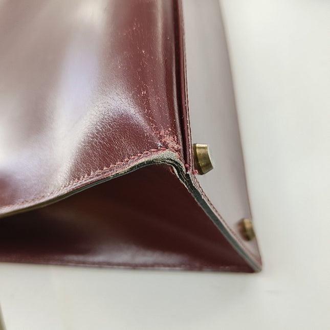 Hermes Kelly 32 Sellier Burgundy Box Leather Gold HW 1987