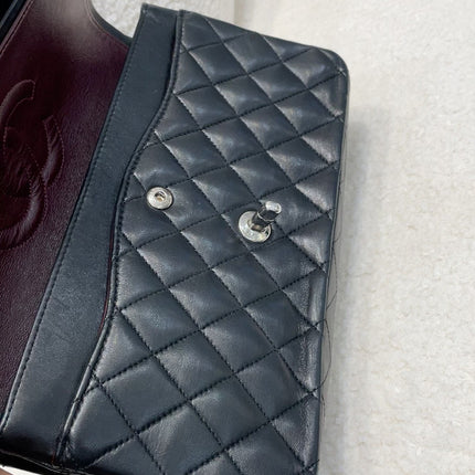 Chanel Timeless Classic Flap Medium Black Lambskin Leather Silver Hardware, 2006-08