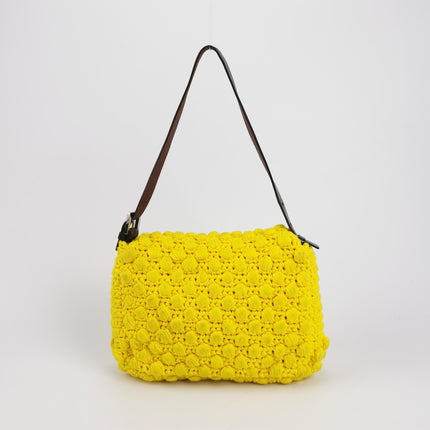 Fendi Mamma Baguette Bag Yellow Crochet Shoulder Bag