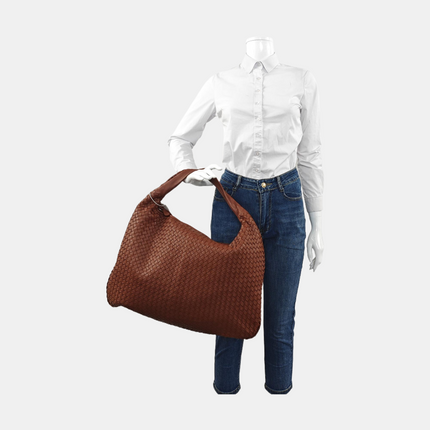 Bottega Veneta Veneta Hobo Maxi Brick Red Intrecciato Leather Bag 50cm