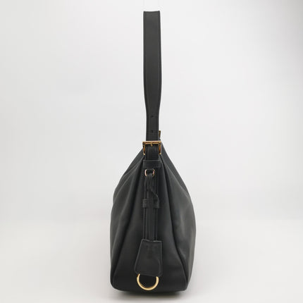 Prada Aimée Black Large Calfskin Leather Shoulder Bag