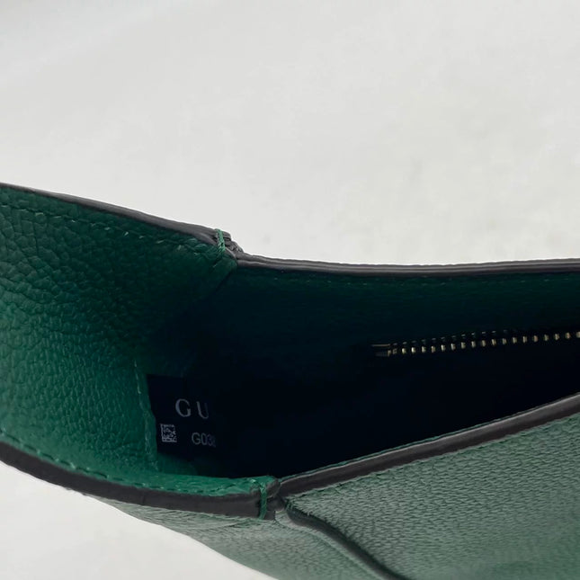 Gucci Jackie 1961 Green Grained Leather Bag Small with Adjustable Strap