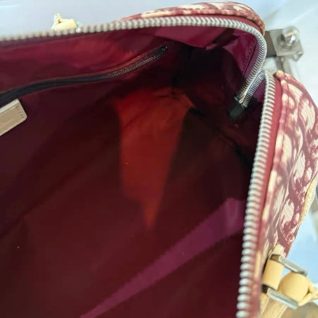 Dior No. 1 Rasta Trotter Bowling Bag Red Oblique Canvas White Patent Leather