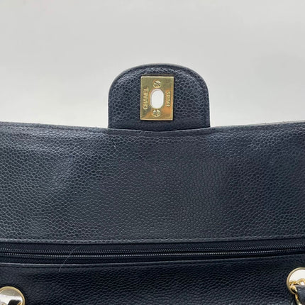 Chanel Classic Flap Medium Black Caviar Leather with 24k Gold Hardware, 2008-2009
