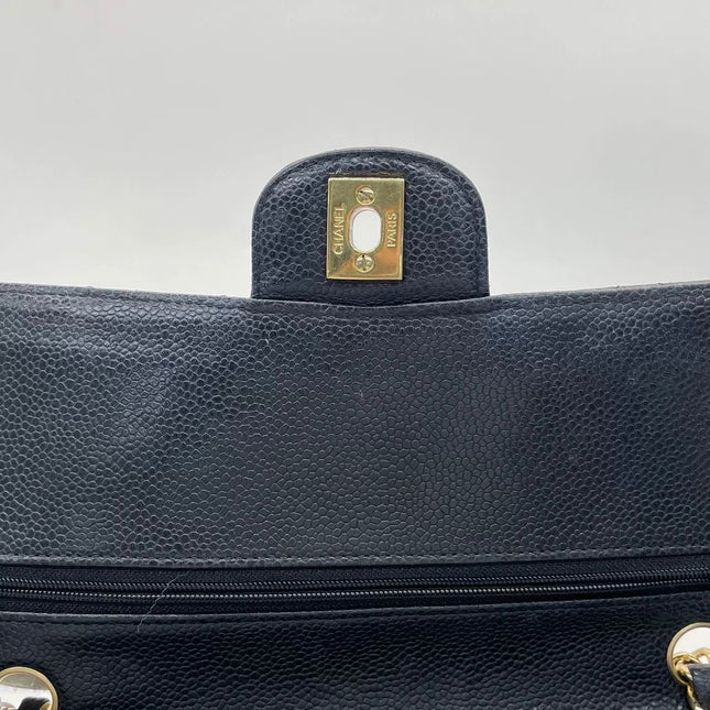 Chanel Classic Flap Medium Black Caviar Leather with 24k Gold Hardware, 2008-2009