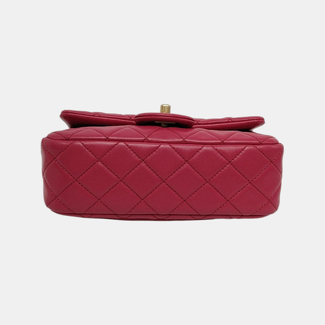 Chanel Classic Flap Rectangular Coco Crush Mini Rose Pink Lambskin Gold Hardware 2020