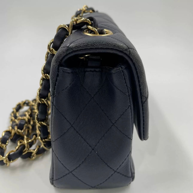 Chanel Classic Flap Rectangular Mini 2015 Navy Lambskin Gold Hardware